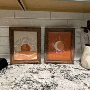 Set of Two Framed Sun and Moon Art Prints